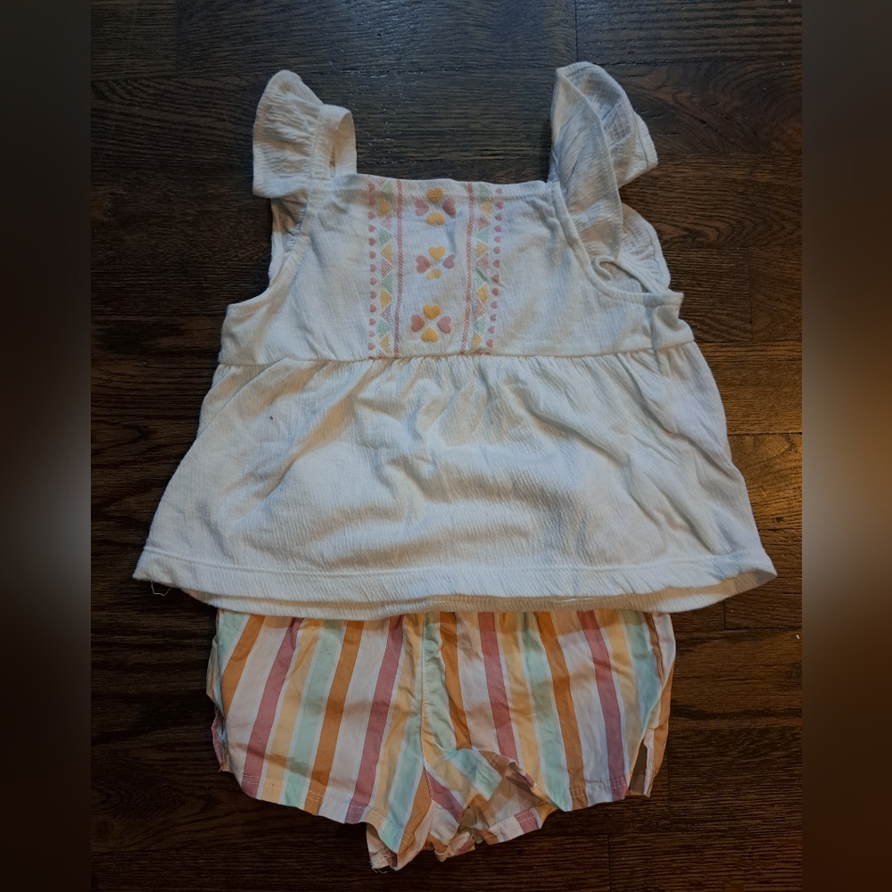 Carter's, Girls 2 Piece Set, Sleeveless,  Size 18M,  Color White,